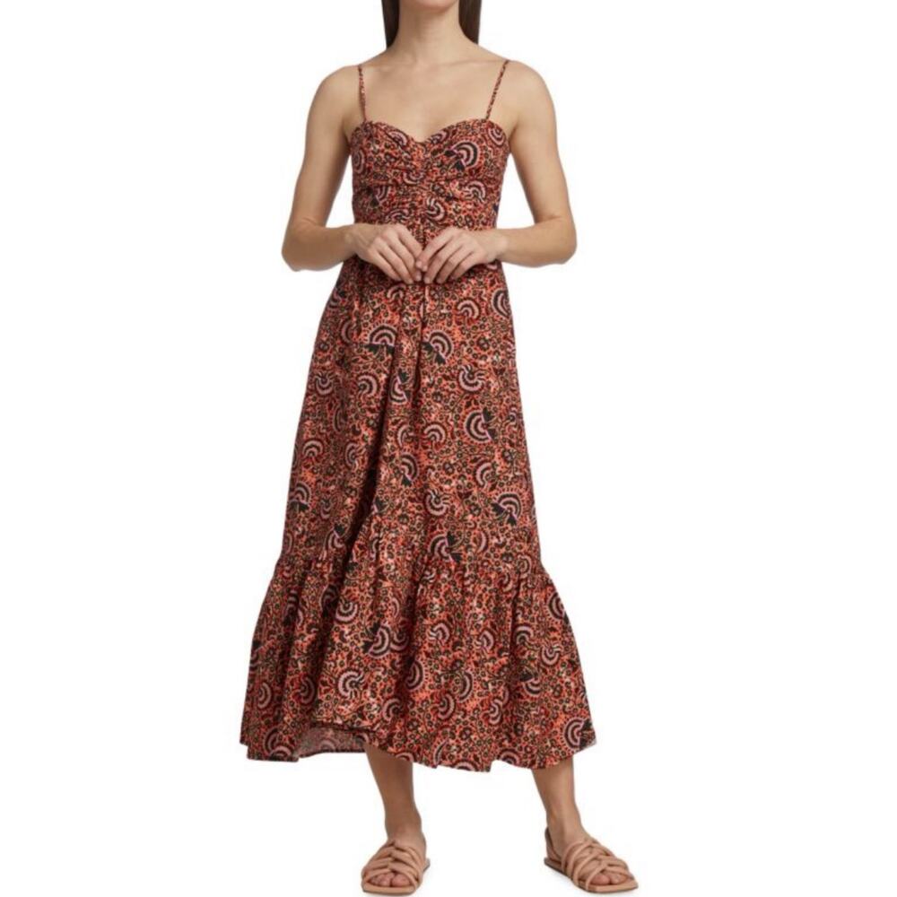 Women’s Red Paisley Maxi Sundress with Spaghetti Straps